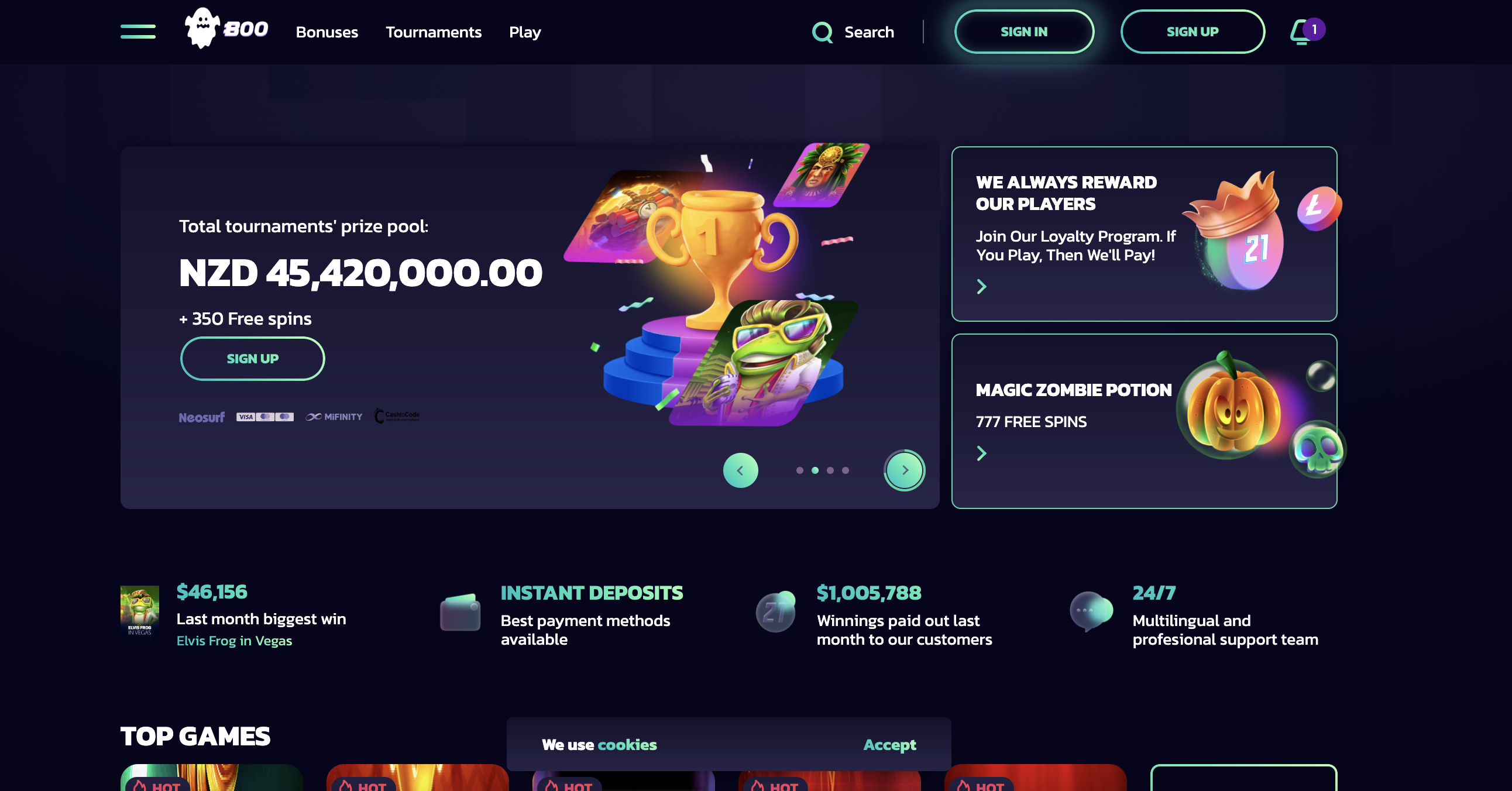 21bit Casino interface