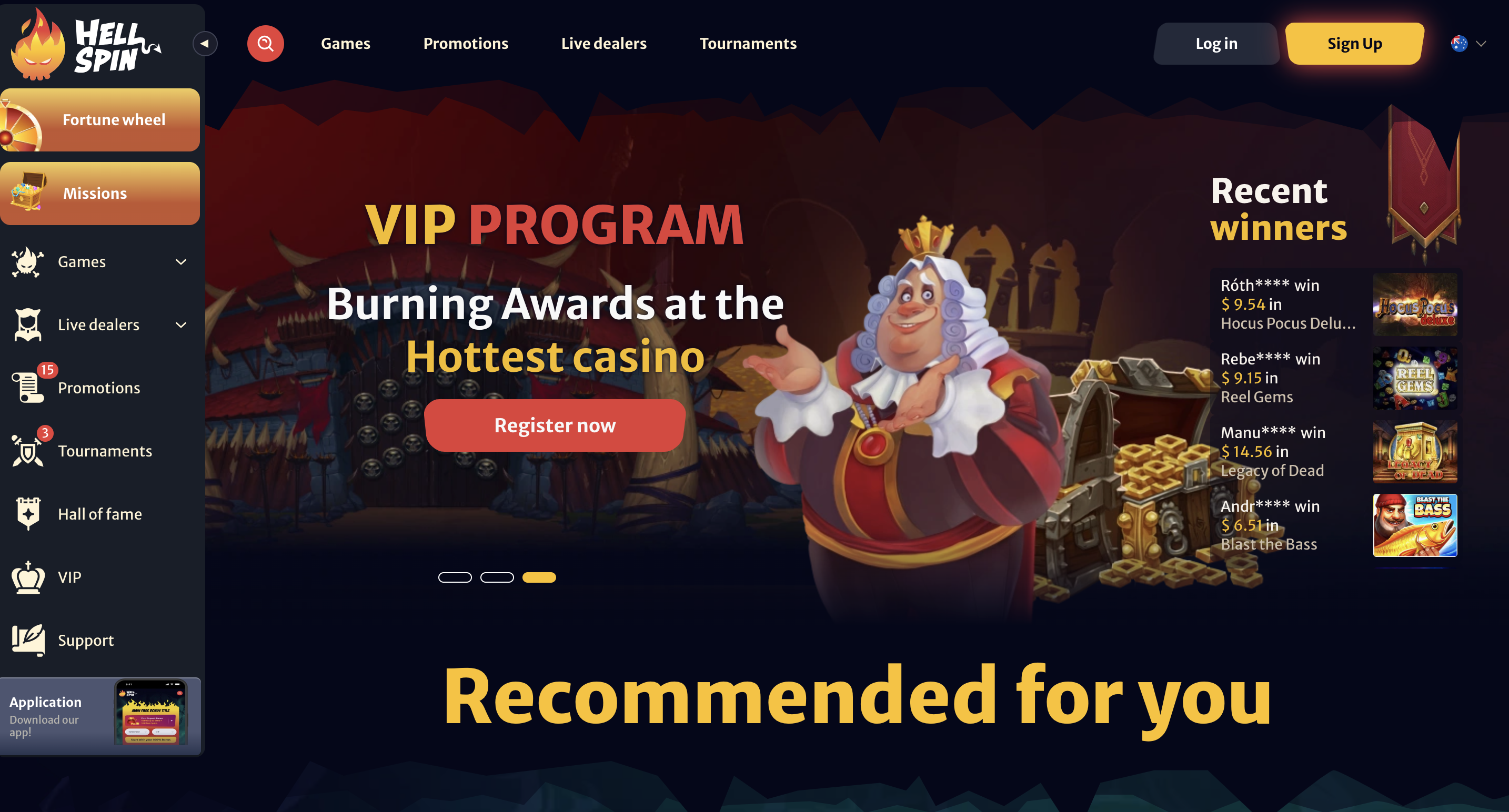 HellSpin Casino interface
